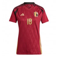 Camisa de Futebol Bélgica Orel Mangala #18 Equipamento Principal Mulheres Europeu 2024 Manga Curta
